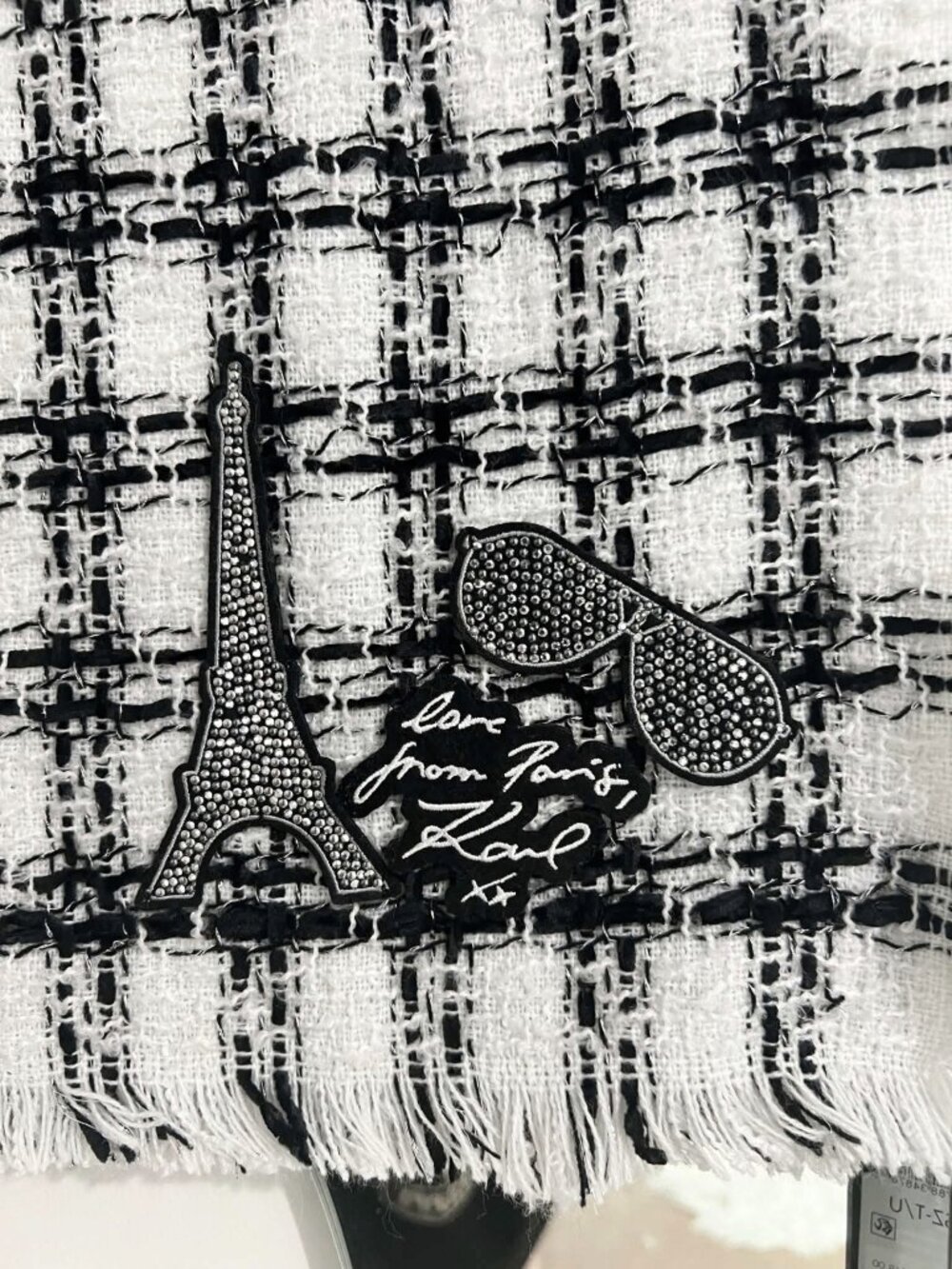 Karl Lagerfeld black and white knit scarf